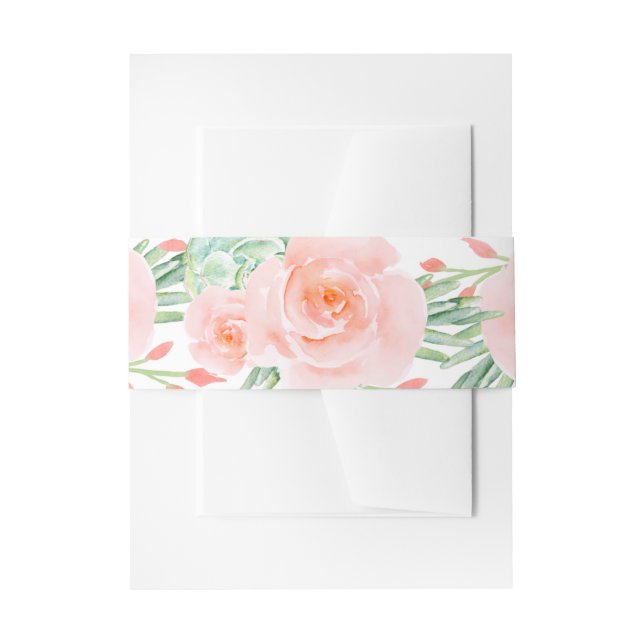 Watercolor Succulent Blush Floral Elegant Wedding Invitation Belly Band (Front Example)