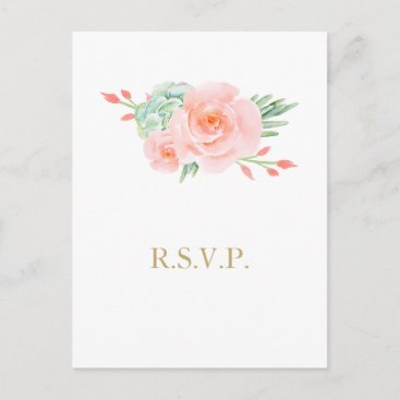 Watercolor Succulent Blush Floral Elegant Wedding Invitation Postcard