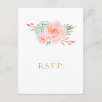 Watercolor Succulent Blush Floral Elegant Wedding Invitation Postcard