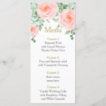 Watercolor Succulent Blush Floral Elegant Wedding Menu