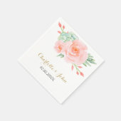 Watercolor Succulent Blush Floral Elegant Wedding Napkins (Corner)