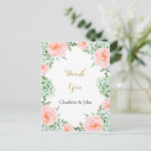 Watercolor Succulent Blush Floral Elegant Wedding Postcard (Standing Front)