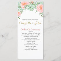 Watercolor Succulent Blush Floral Elegant Wedding Program