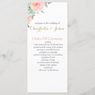Watercolor Succulent Blush Floral Elegant Wedding Program