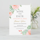 Watercolor Succulent Blush Floral Elegant Wedding Save The Date (Standing Front)