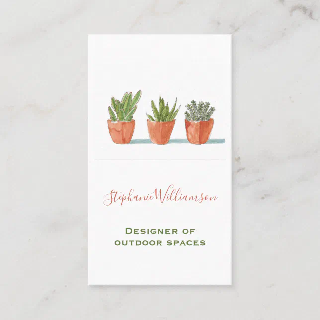 Watercolor Succulent Botanical Business Card | Zazzle