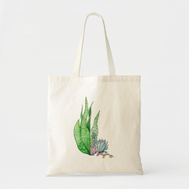 Watercolor Succulent Botanical Greenery  Tote Bag (Front)