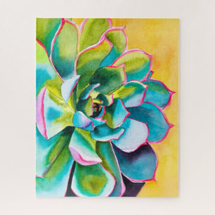 Watercolor succulent botanical jigsaw puzzle