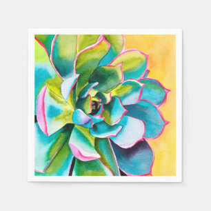 Watercolor succulent botanical napkins