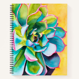 Watercolor succulent botanical notebook