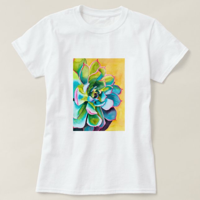 Watercolor succulent botanical T-Shirt (Design Front)