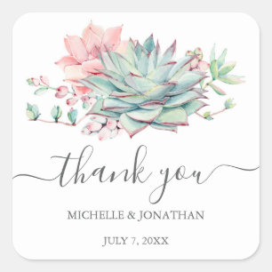 Watercolor Succulent Botanical Wedding Stickers