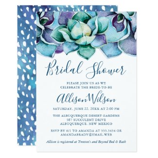 Watercolor Succulent Bridal Shower Card
