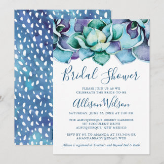 Watercolor Succulent Bridal Shower Invitation
