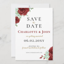 Watercolor succulent burgundy gold save the date