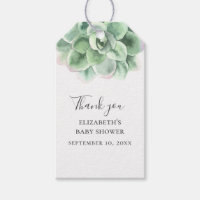 Watercolor succulent. Cactus baby shower thank you Gift Tags