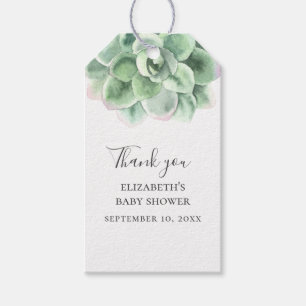 Watercolor succulent. Cactus baby shower thank you Gift Tags