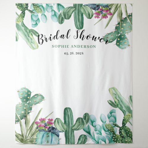 Watercolor Succulent Cactus Bridal Shower  Tapestry