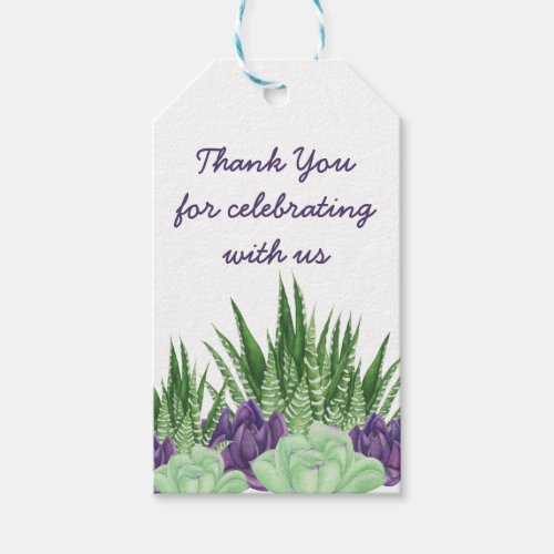 Watercolor Succulent Cactus Garden Thank You Favor Gift Tags
