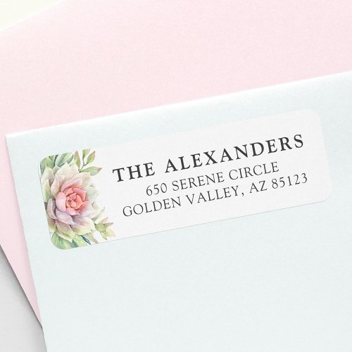 Watercolor Succulent Cactus Large Return Address Label