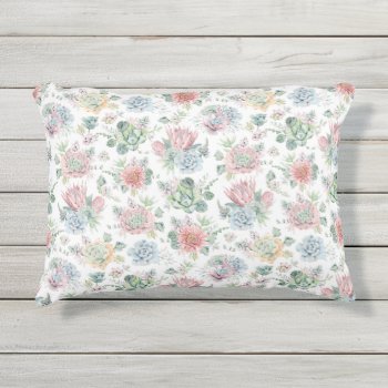 Watercolor Succulent Cactus Outdoor Accent Pillow by FantasyPillows at Zazzle