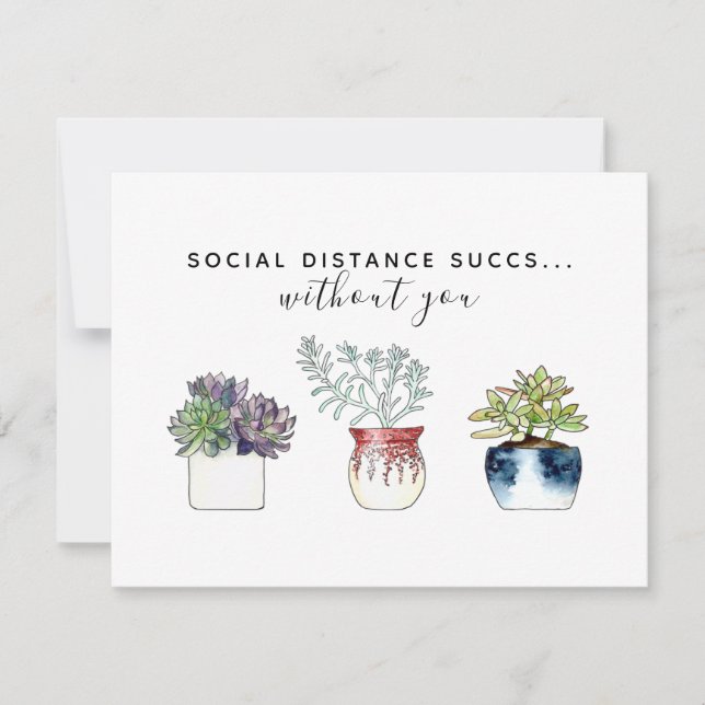 Watercolor Succulent Cactus Social Distance Note Card (Front)
