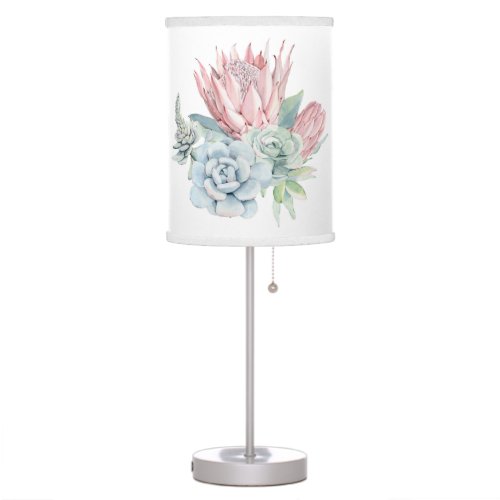 Watercolor Succulent Cactus Table Lamp