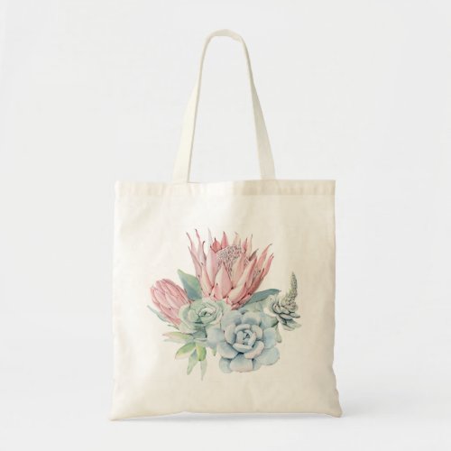 Watercolor Succulent Cactus Tote Bag