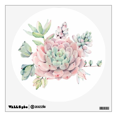 Watercolor Succulent Cactus Wall Decal