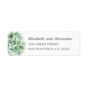 Watercolor succulent. Cactus. Wedding address Label