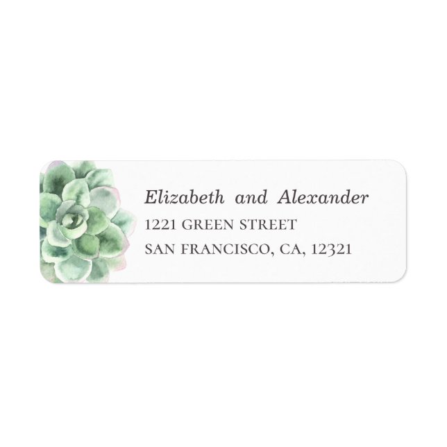 Watercolor succulent. Cactus. Wedding address Label (Front)