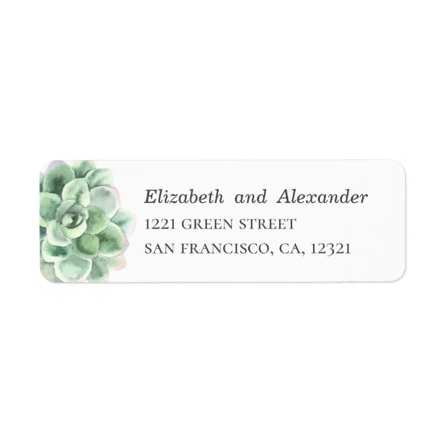 Watercolor succulent. Cactus. Wedding address Label | Zazzle