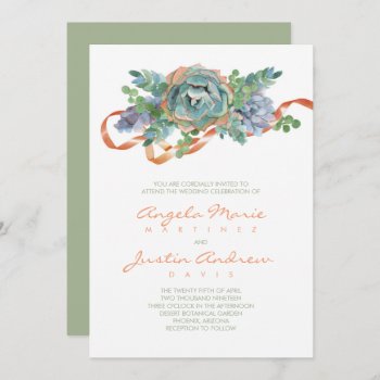 Watercolor Succulent Cluster Wedding Invitation by Charmalot at Zazzle