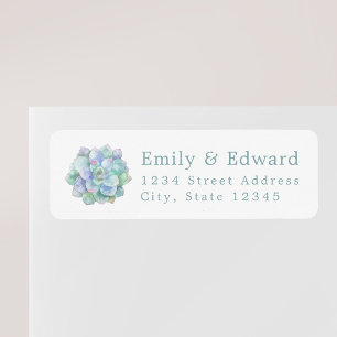 Watercolor Succulent Couple Names Return Address Label