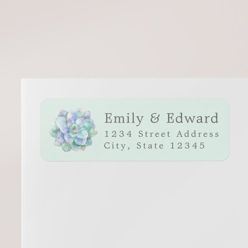 Watercolor Succulent Couple Names Sage Address Label