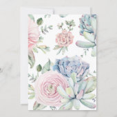Watercolor Succulent Floral Bloom Vintage Wedding Invitation (Back)
