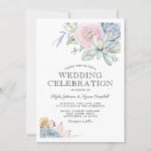 Watercolor Succulent Floral Bloom Vintage Wedding Invitation (Front)