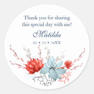 Watercolor Succulent Floral Botanical Bat Mitzvah Classic Round Sticker