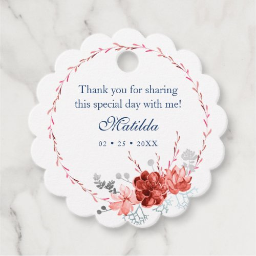 Watercolor Succulent Floral Botanical Bat Mitzvah Favor Tags