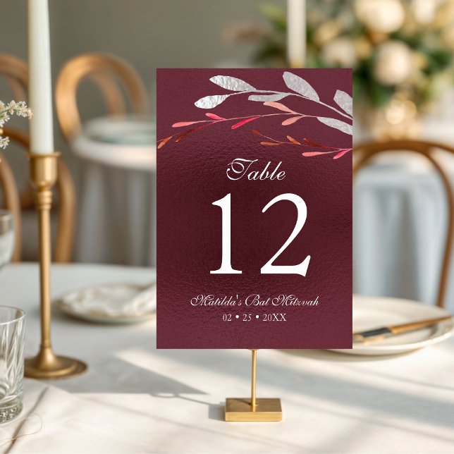 Watercolor Succulent Floral Botanical Bat Mitzvah Table Number (Creator Uploaded)