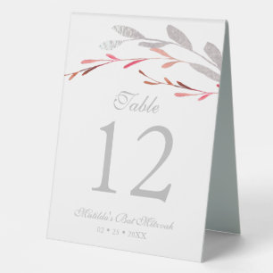 Watercolor Succulent Floral Botanical Bat Mitzvah Table Tent