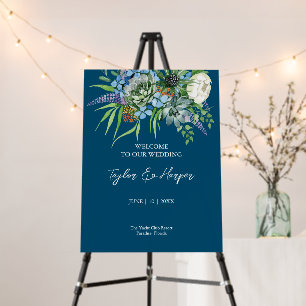 Watercolor Succulent Floral Bouquet Boho Wedding Foam Board