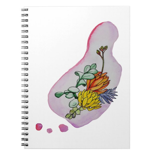 Watercolor Succulent Floral Illustration Notebook (Front)