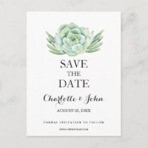 watercolor succulent floral save the dates announcement postcard