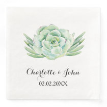 watercolor succulent floral wedding napkin