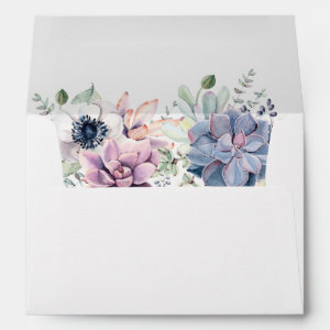 Watercolor Succulent Florals 5 x 7 Return Address Envelope