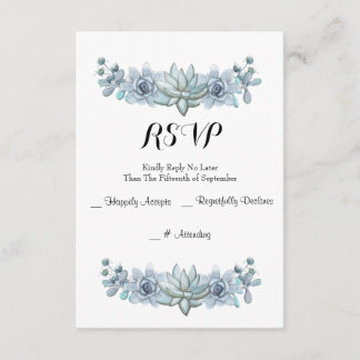 Watercolor Succulent & Flower Wedding RSVP Card