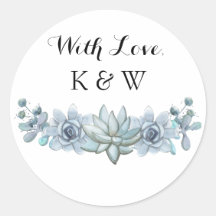 Watercolor Succulent & Flower Wedding Sticker