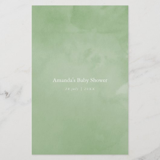 Watercolor Succulent Geometric Baby Shower Game (Back)