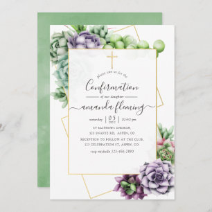 Watercolor Succulent Geometric Confirmation Invitation